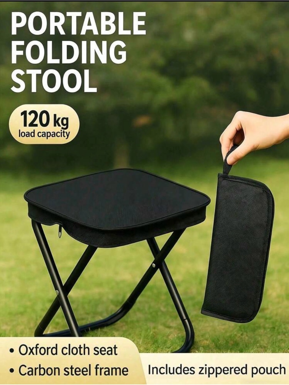Starry Black Portable Folding Camping Stool
